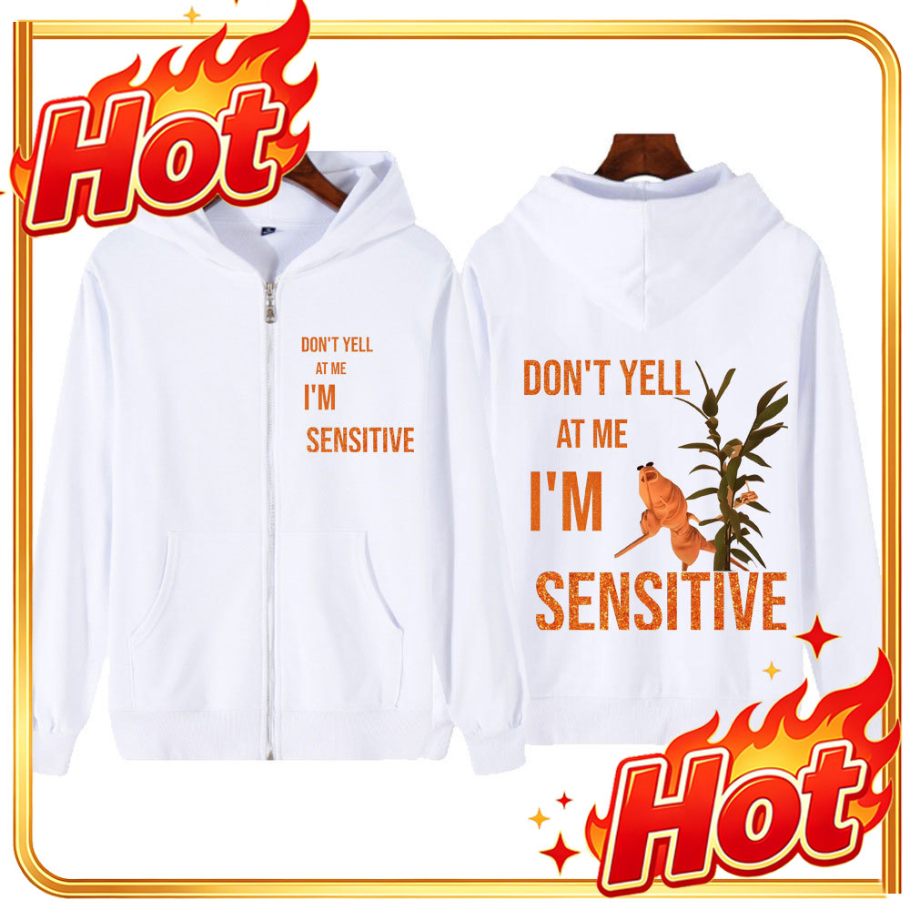Mens Fashion Zip Up Hoodies - Marcus The Worm Don’t Yell At