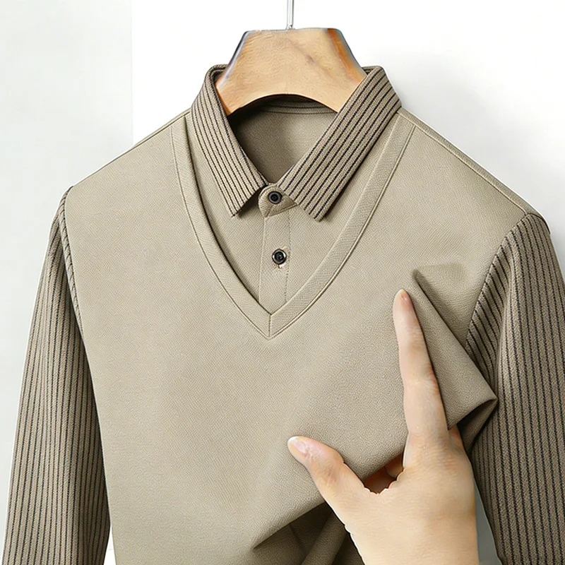 Men's Fake Two Piece Shirt Col - Mens Fashion Clothes recension och pris