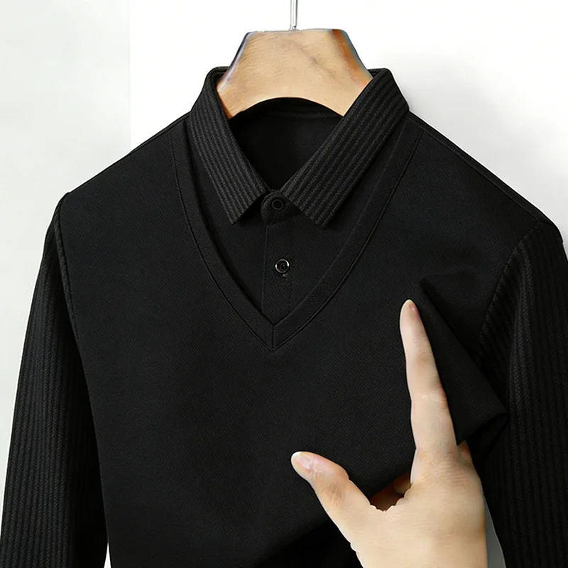 Men's Fake Two Piece Shirt Col - Mens Fashion Clothes recension och pris