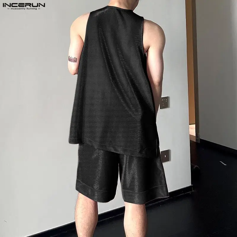 INCERUN Men's Sets Shiny Solid - Mens Fashion Summer recension och pris