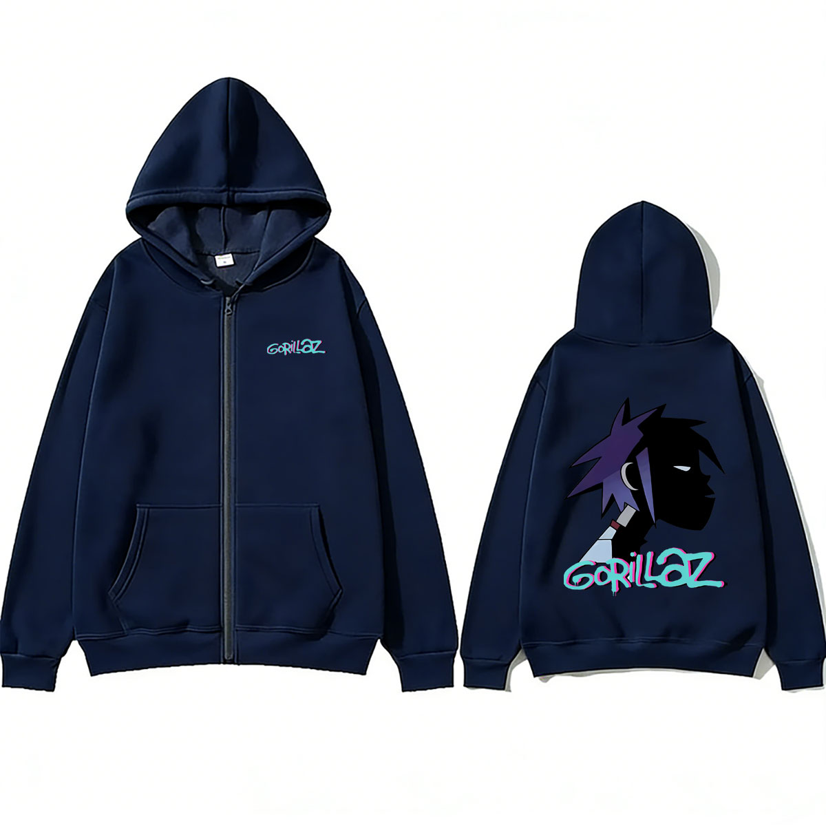 Rock Band Gorillaz Face Graphi - Mens Fashion Zip Up Hoodies recension och pris