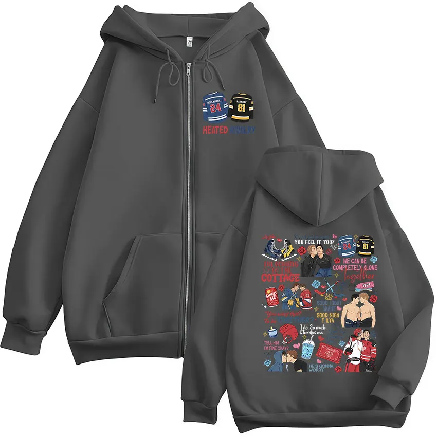 Heated Rivalry Print Zipper Ho - Mens Fashion Zip Up Hoodies recension och pris