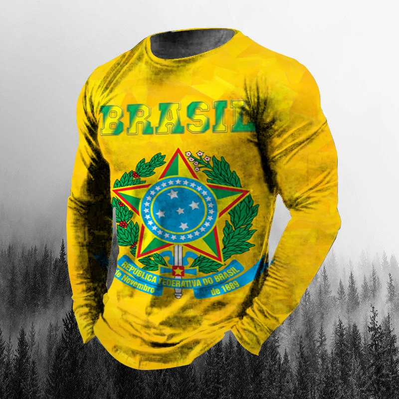 Vintage Brazilian Flag 3D Prin - Men'S Fashion T Shirts recension och pris