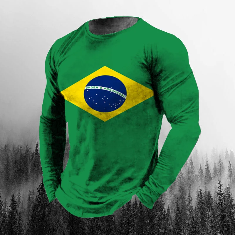 Vintage Brazilian Flag 3D Prin - Men'S Fashion T Shirts recension och pris