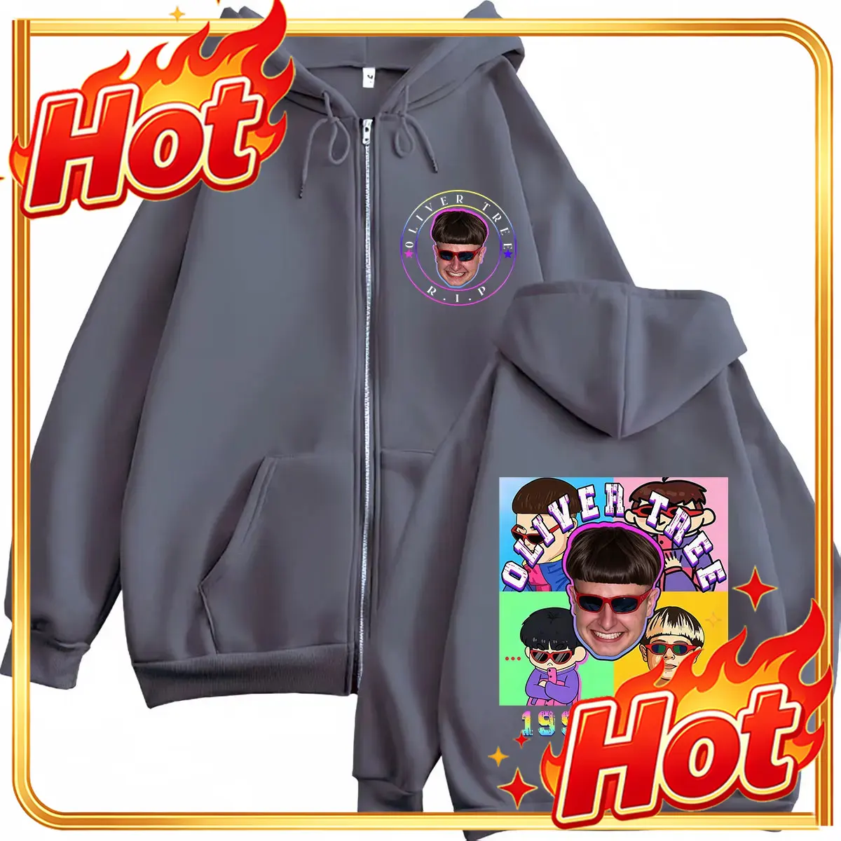 Oliver Tree Pop Rock Music 202 - Mens Fashion Zip Up Hoodies recension och pris